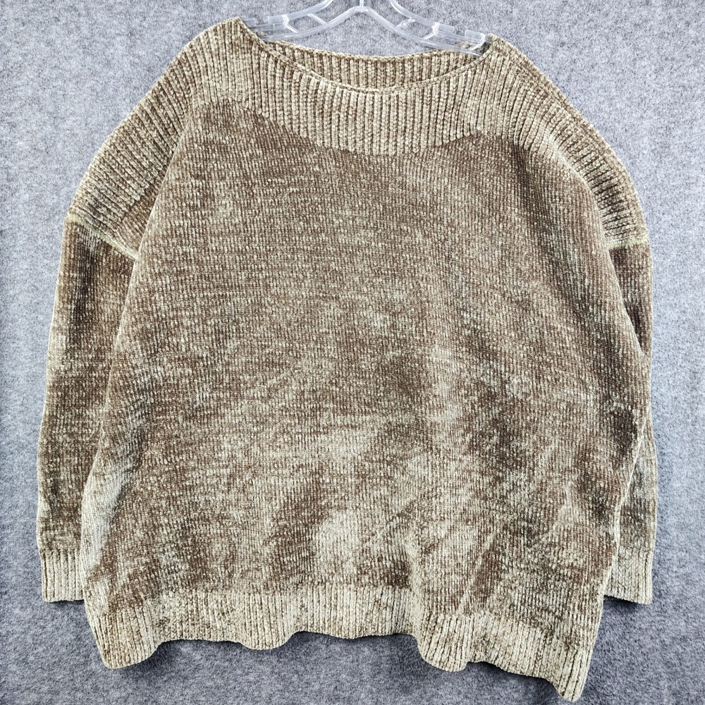 Pure Jill Chenille Sweater Women 3X Brown Excellent Boat Neck Oversized Knit